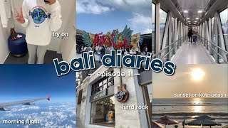 BALI DIARIES EPS 1 🪼🌺  sunset at kuta hard rock strolling around shopping  Indonesian vlog [upl. by Atiroc]