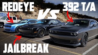 Jailbreak Hellcat VS Challenger RedEye VS Challenger TA 392 DRAG RACE [upl. by Eelarual]