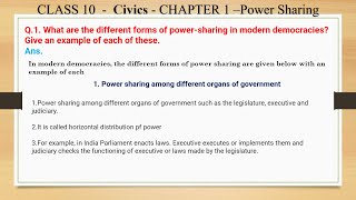 Q1 What are the different forms of powersharing in modern democracies Give an example of each of t [upl. by Artemahs]