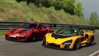 Porsche 911 GT2 RS MR vs McLaren Senna at Nürburgring  Assetto Corsa AC [upl. by Arayc]