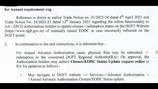 Manual Submission of EODC and EOP application of Annual Advance Authorization [upl. by Salohcin]