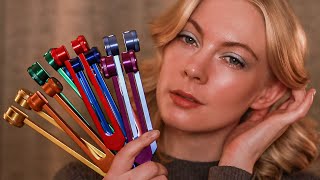 Tuning Fork ASMR 🎧 Eyes Closed Instructions amp Binaural Beats Sound Healing [upl. by Elag]