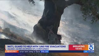 Line fire burns 26000 acres threatens 65000 homes in San Bernardino County [upl. by Cochrane]