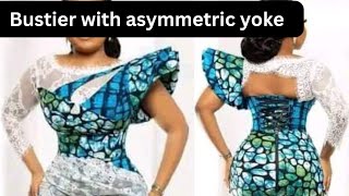 How Sew a Bustier dress with a stylish asymmetric yoke Bustier with yoke beginner friendly [upl. by Anaerol]