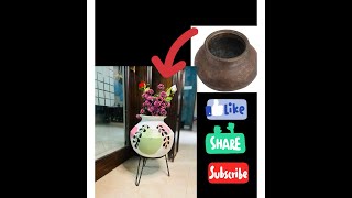 Up cycling old water pot  Pot painting  Boho art Pot makeover🏺 [upl. by Ahcsap]