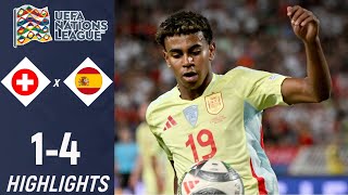 Switzerland vs Spain 14 Highlights UEFA Nations League 202425 [upl. by Arotahs]