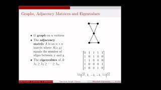 quotA brief tour of spectral graph theoryquot by Dr Sebastian Cioaba University of Delaware [upl. by Tloc223]