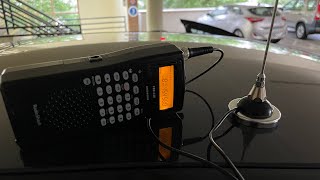 Using Magnetic Mount Antenna Hustler UGM With Handheld Receiver Pro135 VHF Receive 8 July 2024 [upl. by Towers]