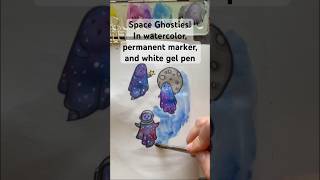 Try this fun and silly simple fall sketchbook painting Paint some ghosts in space fallwatercolor [upl. by Waldemar727]