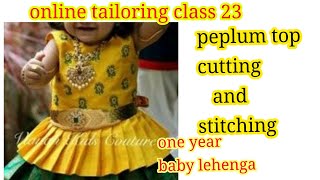 peplum top Cutting stitching in tamilpattu pavadai sattai cutting and stitchingtailoring class 23 [upl. by Rein]