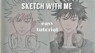 Sketch Megumi with me  Anime Drawing Tutorial  StepbyStep Tutorial [upl. by Richlad]